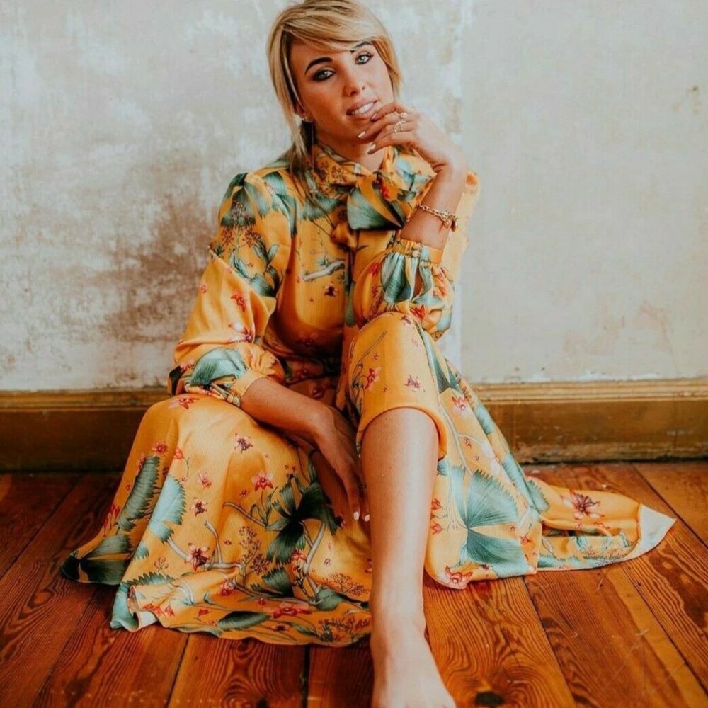 Johanna Ortiz x H&M Yellow Maxi Dress Sz 2 - Picture 3 of 10